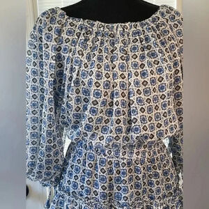 MISA LOS ANGELES Zonia Mini Dress in Blue Scorpios Tile Womens Size XS NWT
